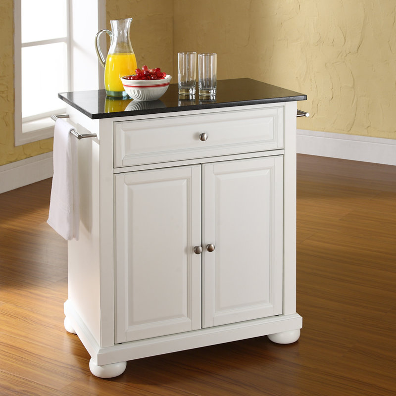 Darby Home Co Pottstown Portable Kitchen Cart with Granite Top